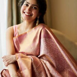 LIGHT PEACH TISSUE SILK SAREE