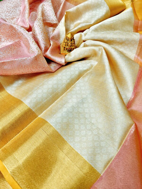 LIGHT PEACH TISSUE SILK SAREE - Image 3