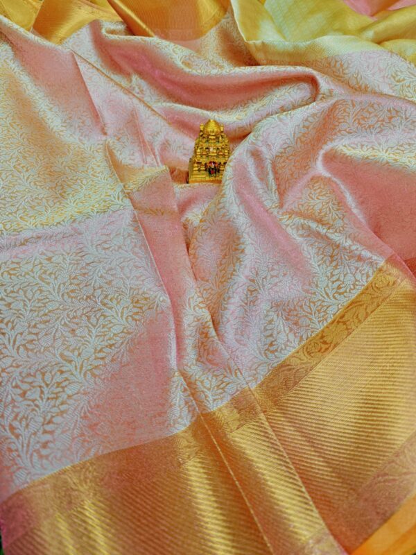 LIGHT PEACH TISSUE SILK SAREE - Image 4