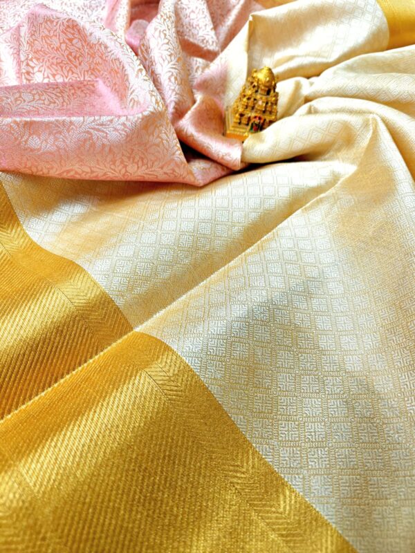 LIGHT PEACH TISSUE SILK SAREE - Image 5